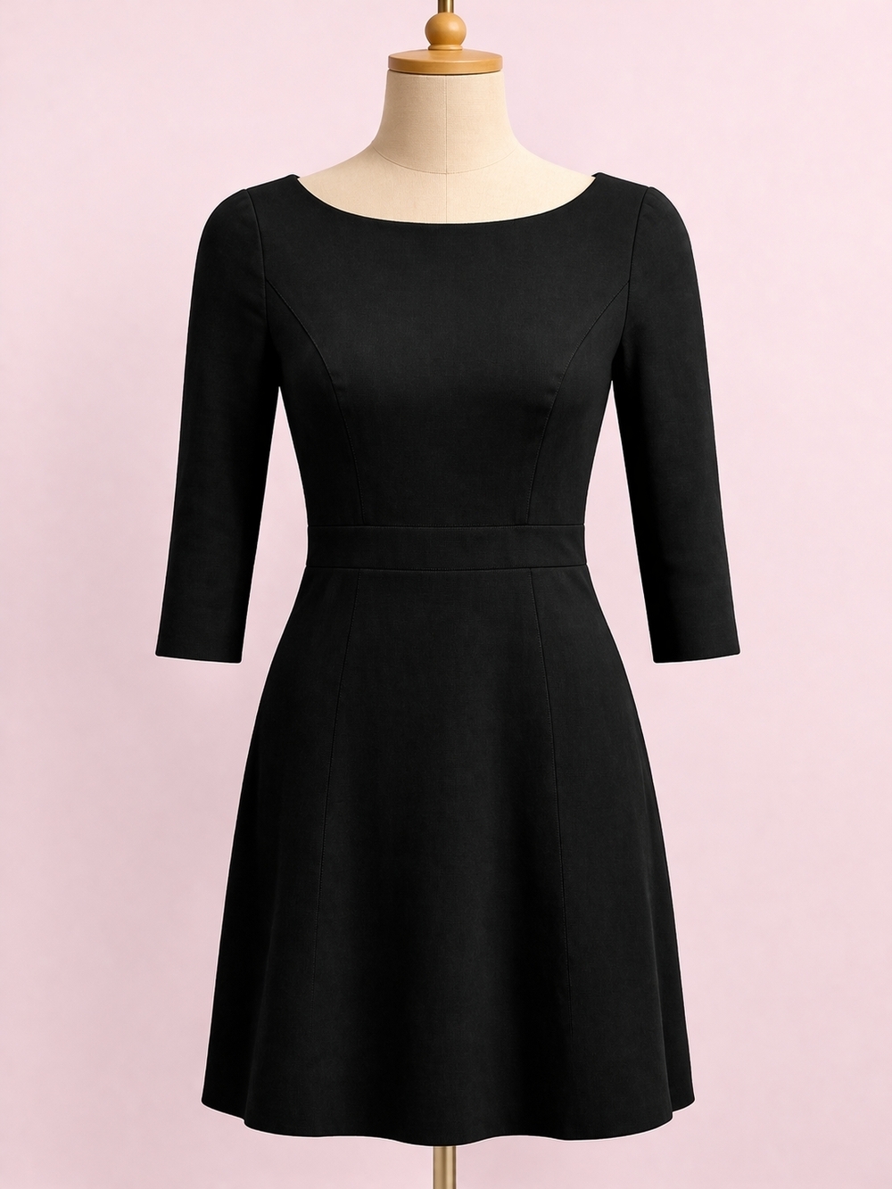 J.Crew Black Fit & Flare Mini Dress 3/4 Sleeve Classic A-Line Petite OP